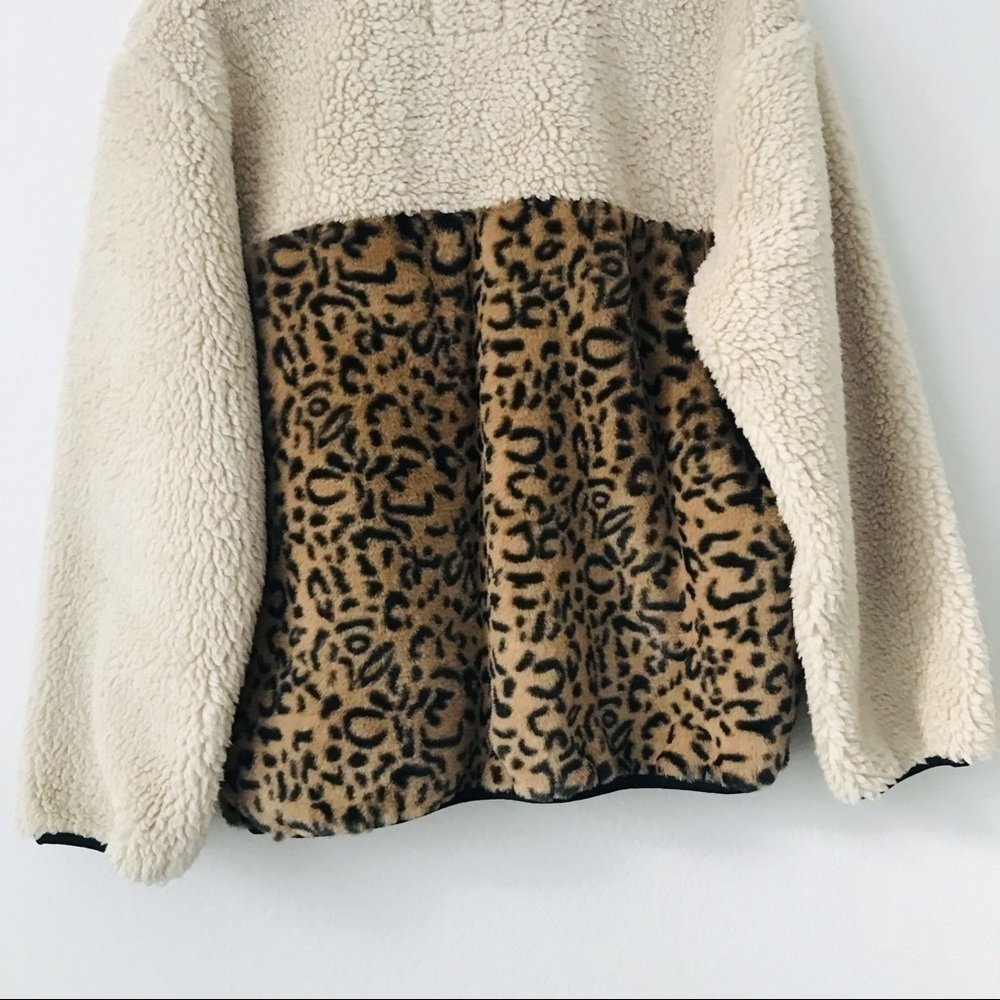 New! Rails Saga Faux Fur Sherpa Leopard Cheetah Pullover Plush Teddy Jacket - Picture 11 of 16